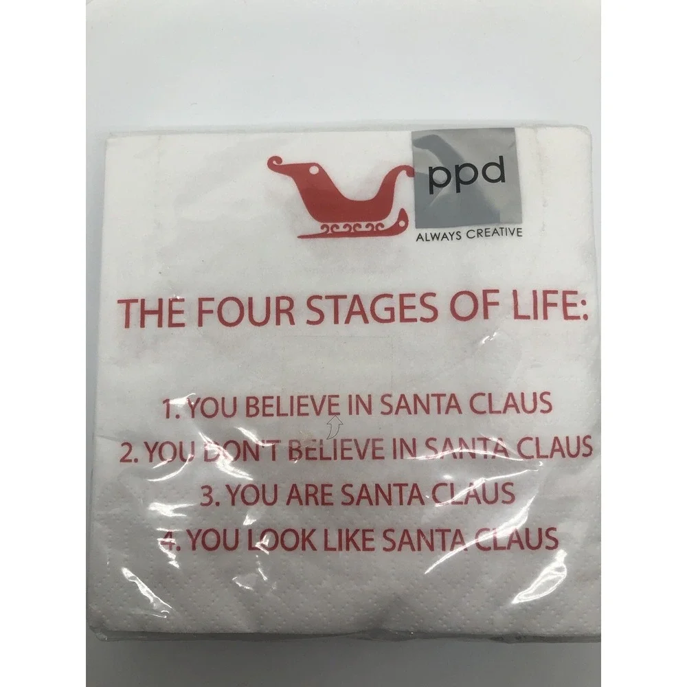 Funny Hostess Gift Christmas Napkins The 4 Stages Of Life, 20 Paper Napkins PPD‎